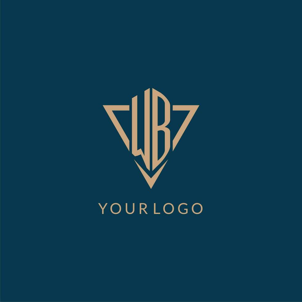 WB logo initials triangle shape style, creative logo design vector