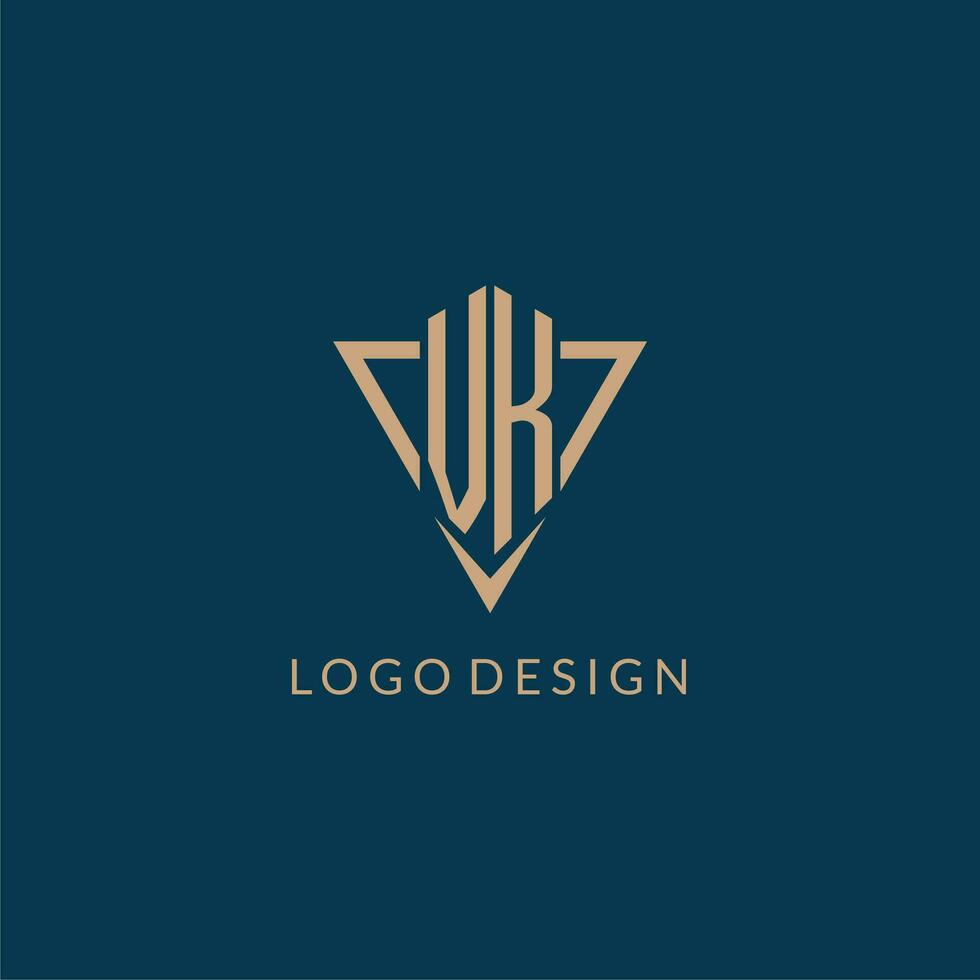 VK logo initials triangle shape style, creative logo design vector
