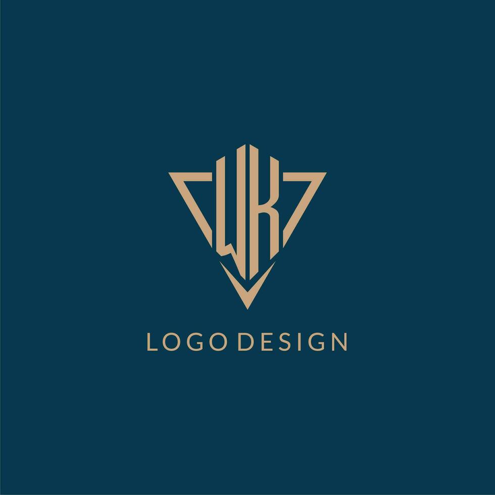 WK logo initials triangle shape style, creative logo design vector