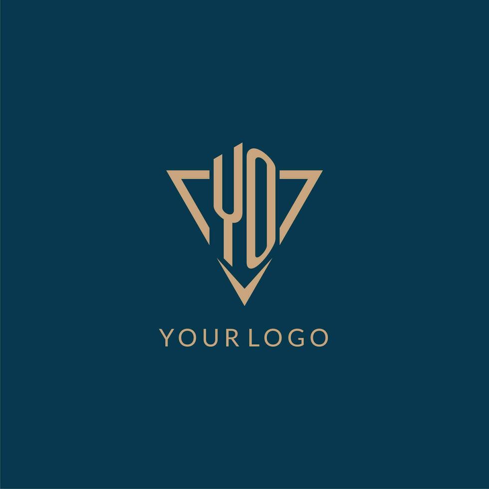 YO logo initials triangle shape style, creative logo design vector