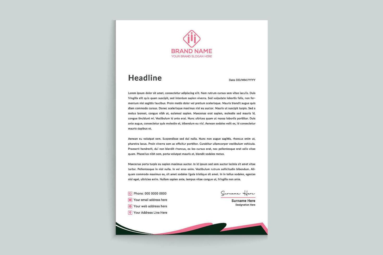 Red and black color letterhead design vector