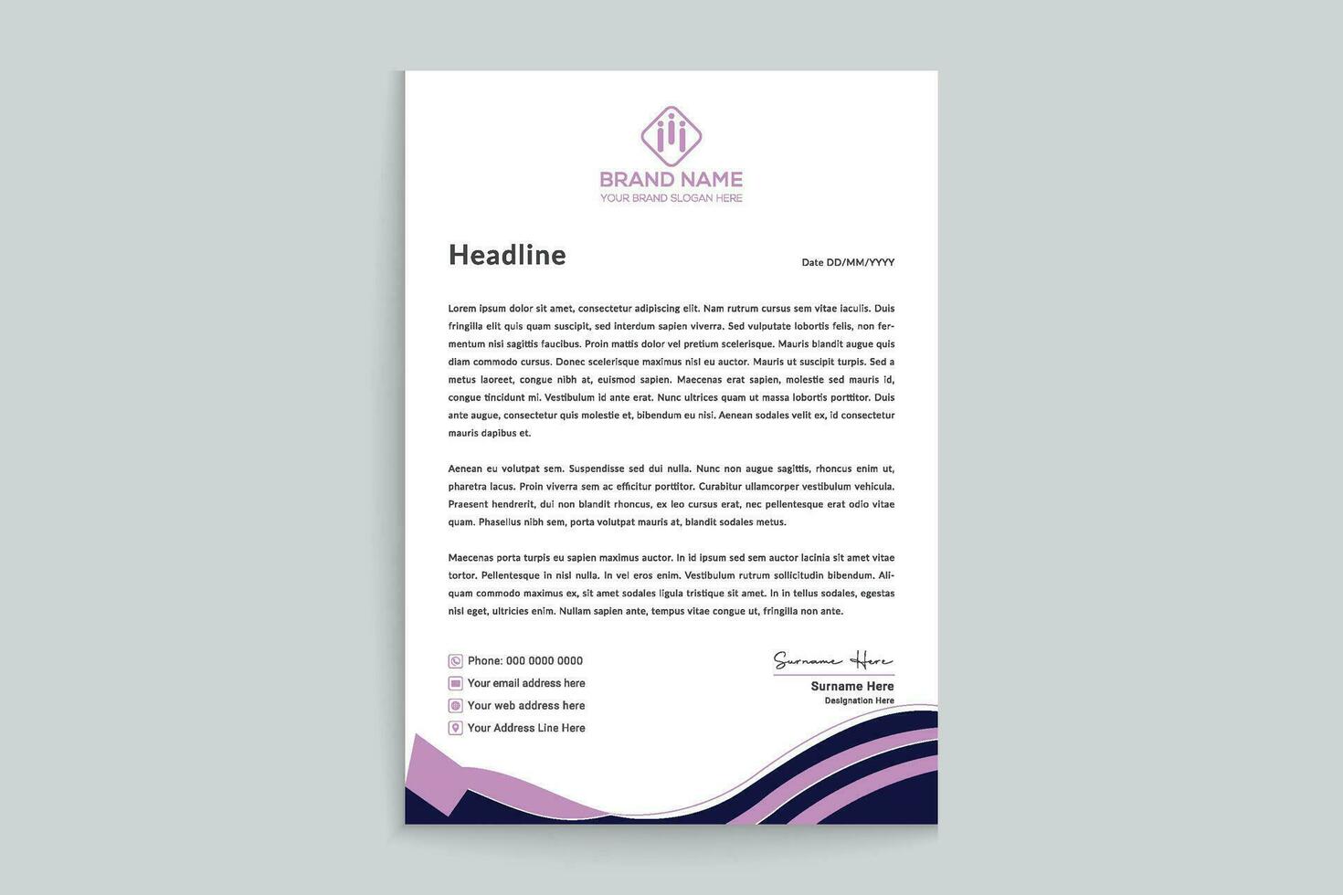 Clean style modern letterhead template vector