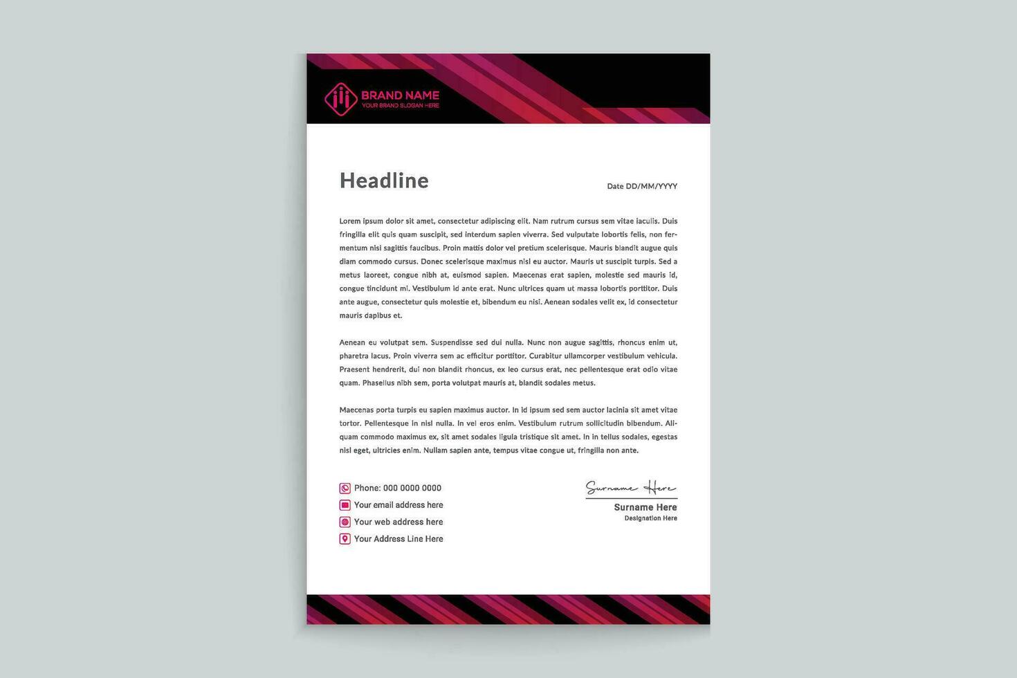 Black shape letterhead design vector