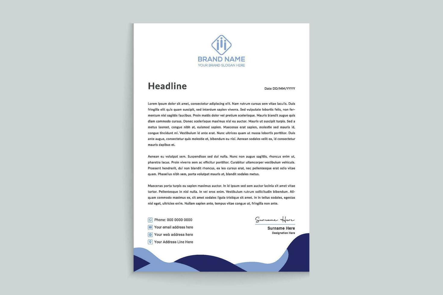 Clean style modern letterhead template vector