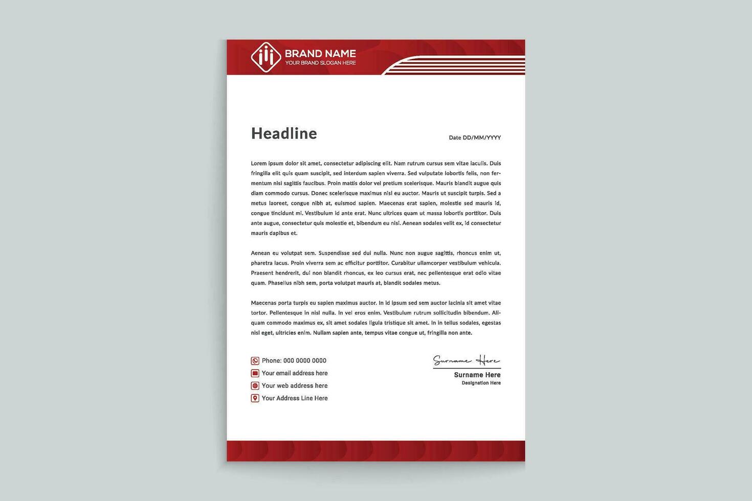 Red  color letterhead design vector