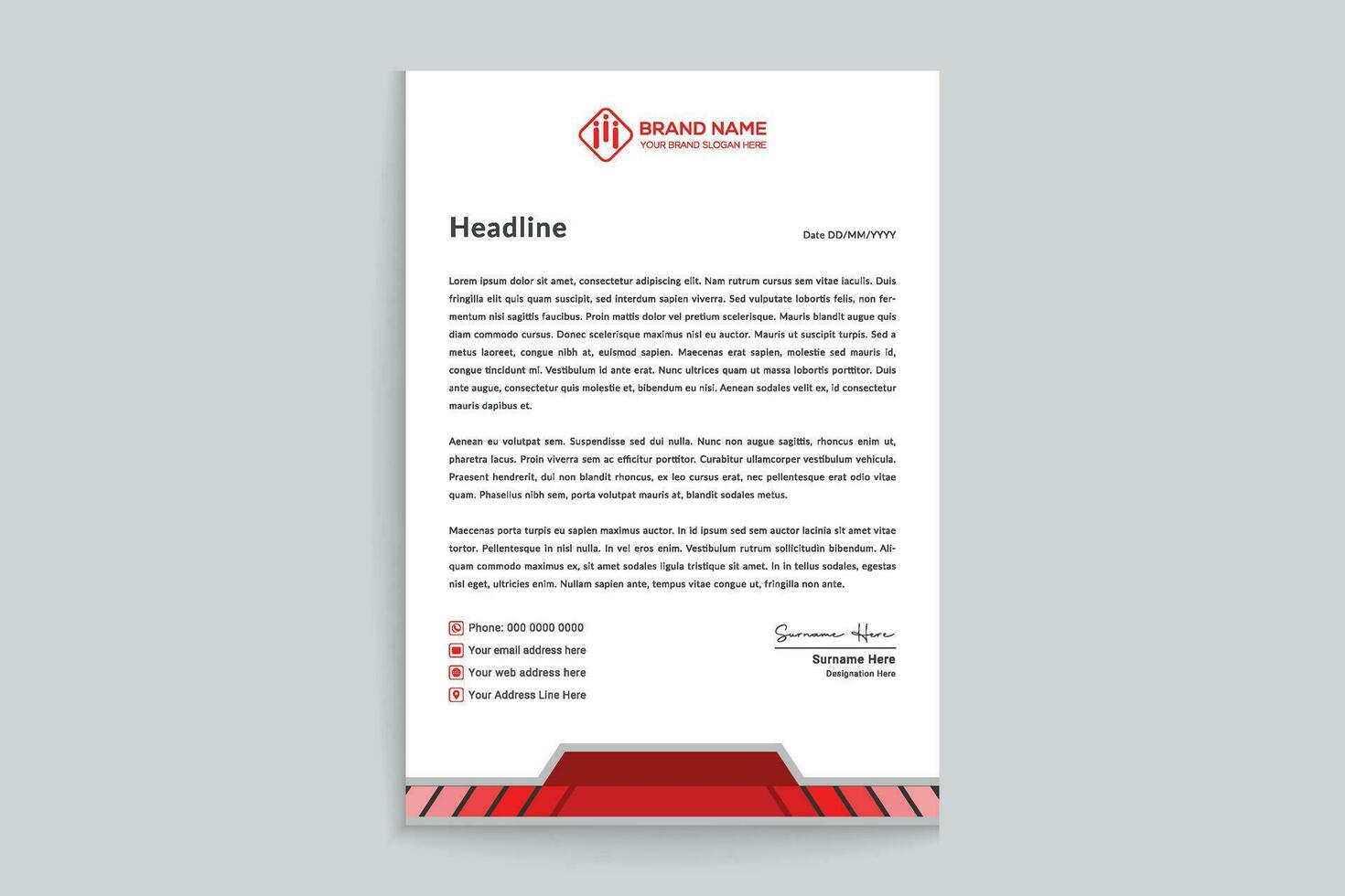 Red  color letterhead design vector