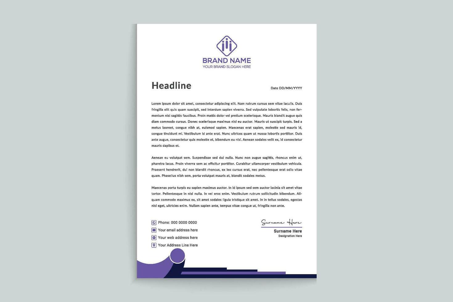 Clean professional letterhead template vector