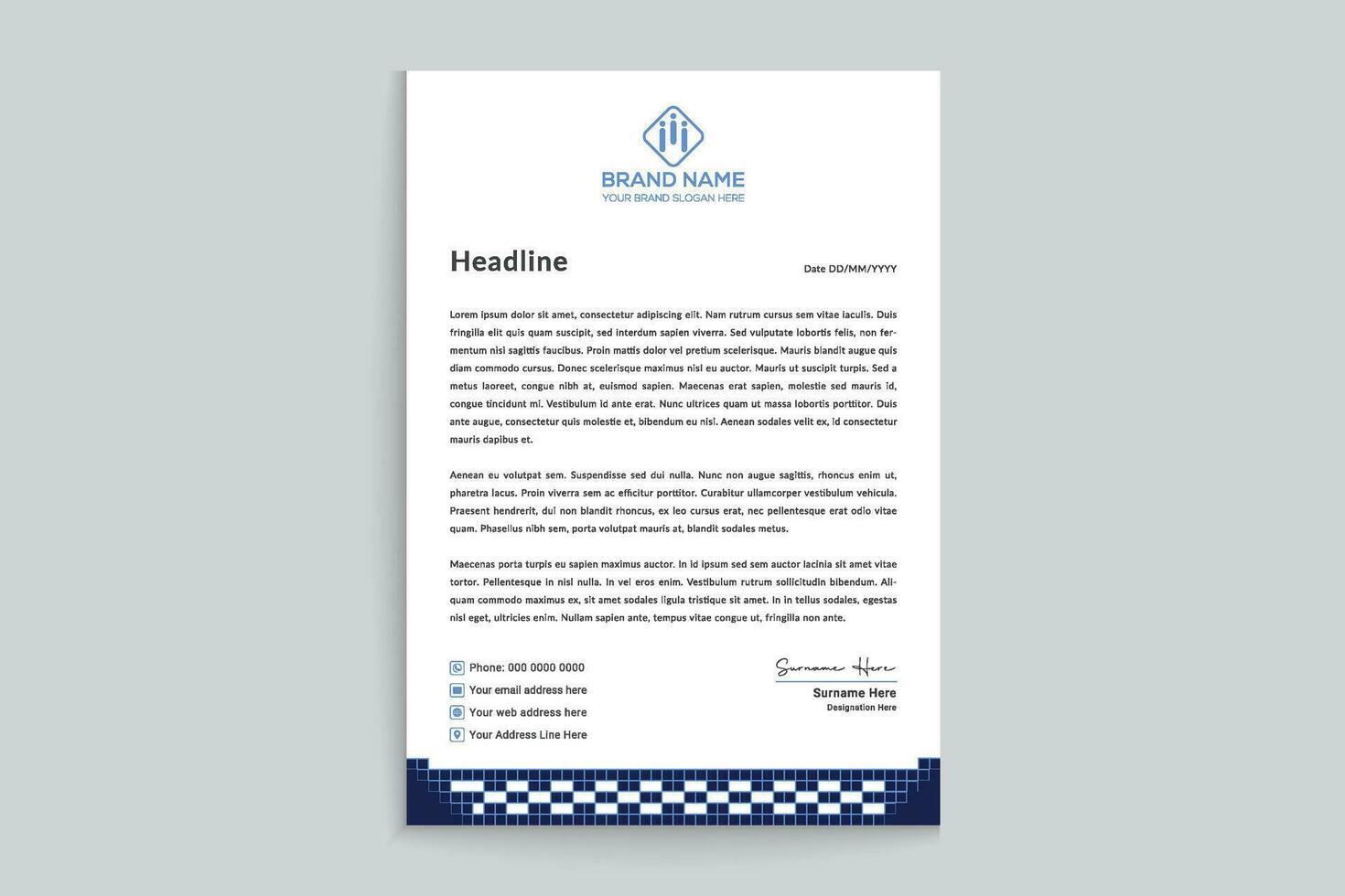 Clean professional letterhead template vector