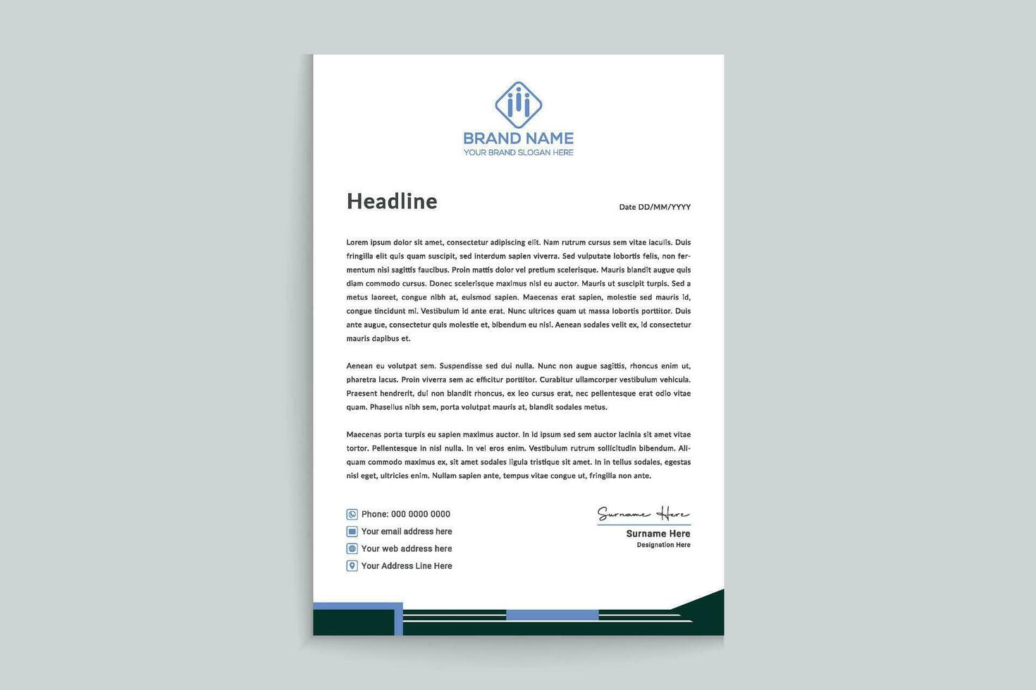 Clean professional letterhead template vector