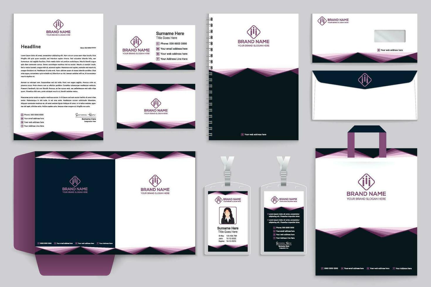 Corporate stationery template design template vector
