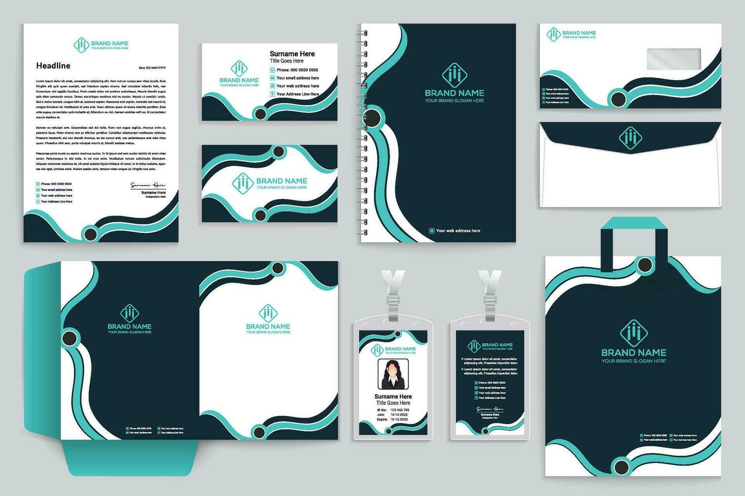 Corporate stationery template design template vector