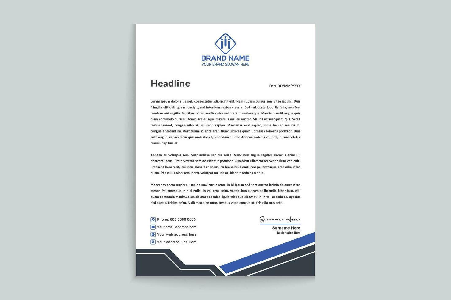 Clean professional letterhead template vector