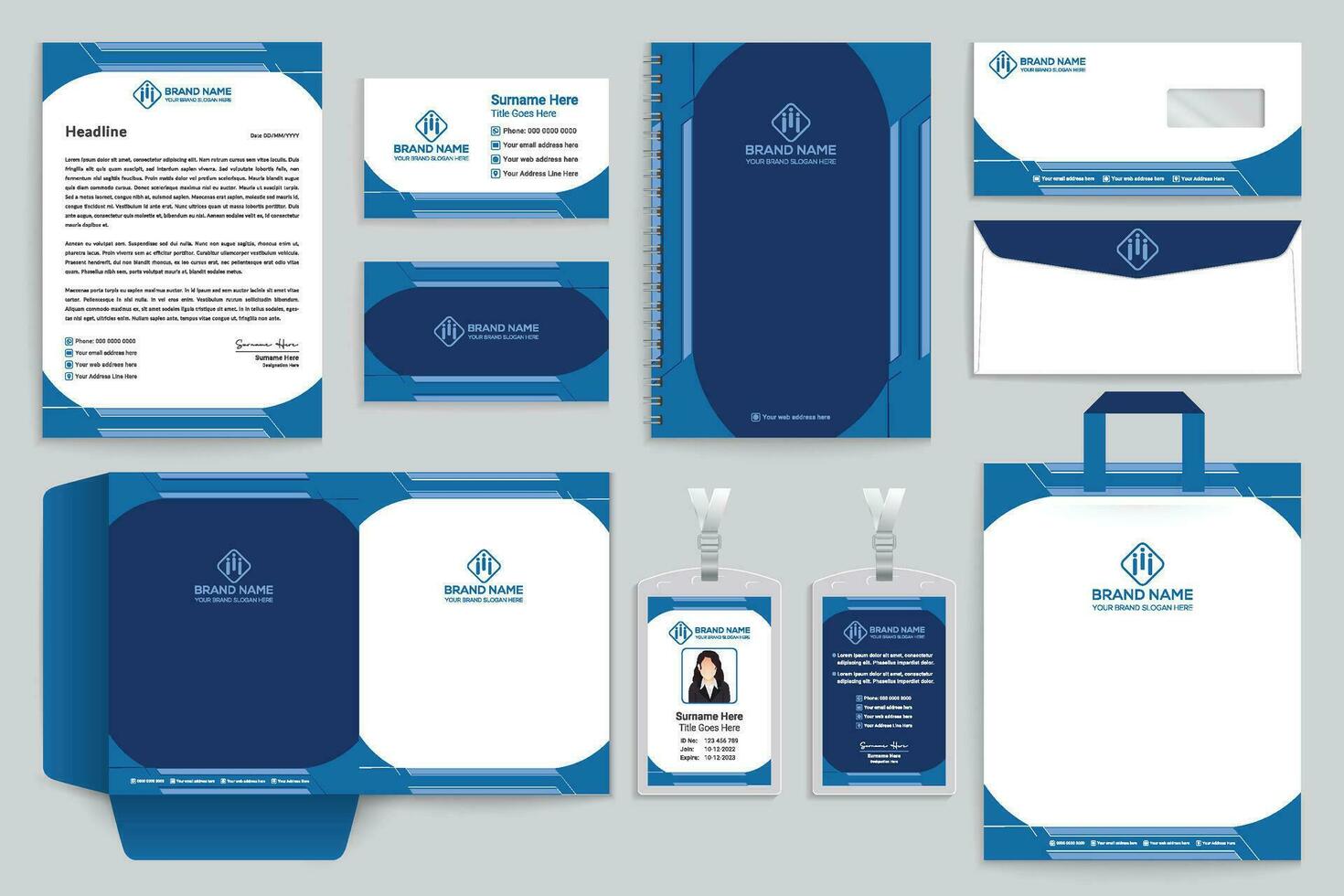 Company stationery vector design blue color