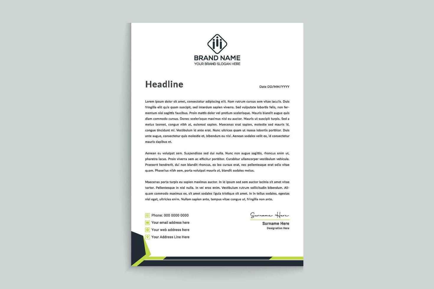 Black shape letterhead design vector
