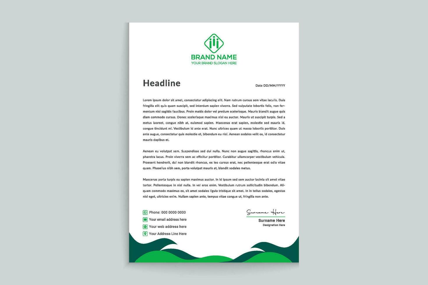 Corporate  green color letterhead design vector