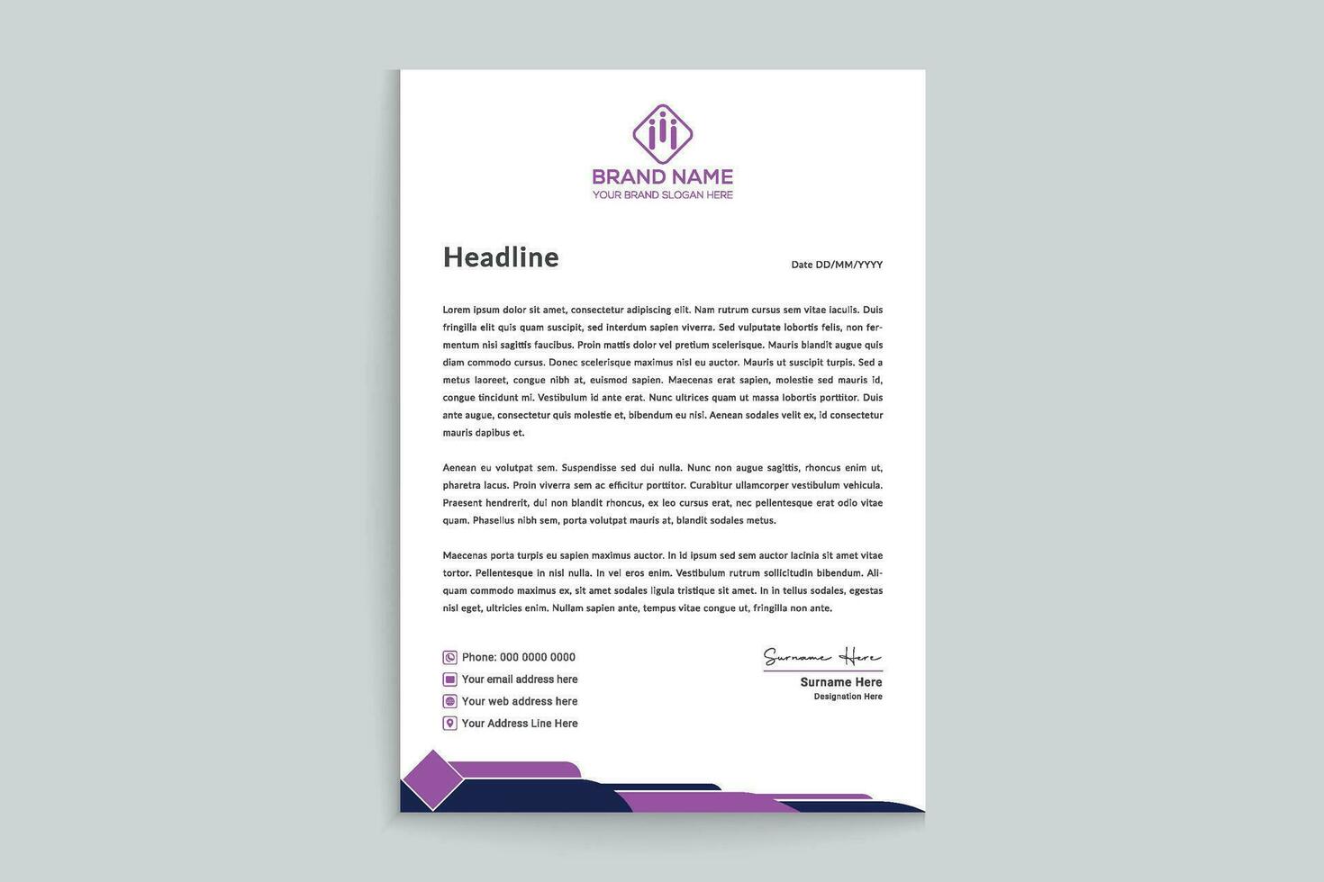 Clean style modern letterhead template vector