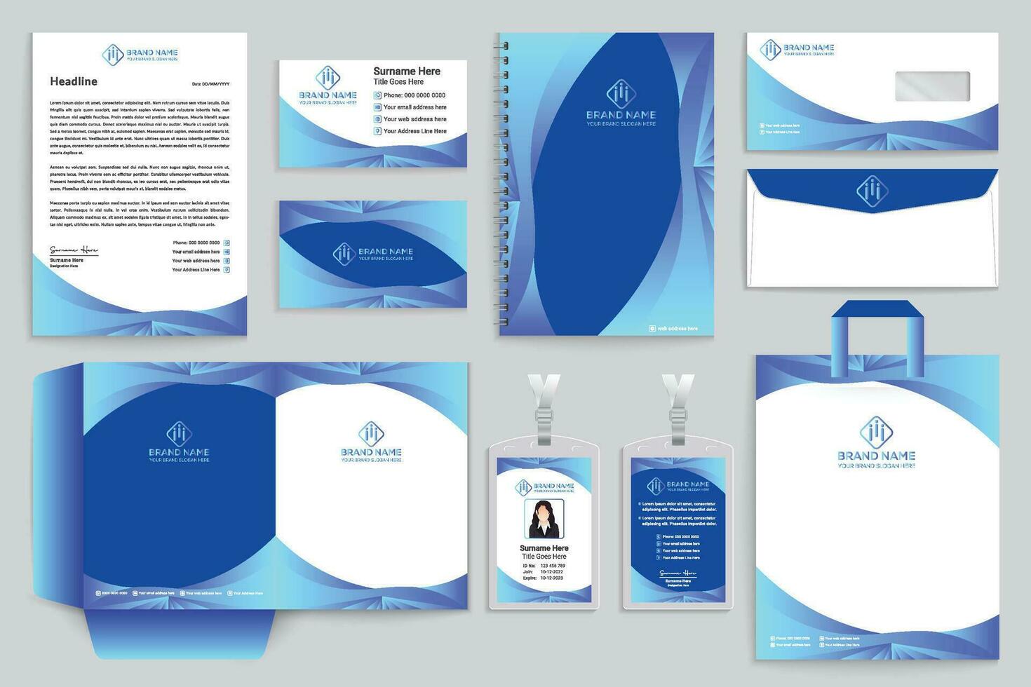 Company stationery vector design blue color