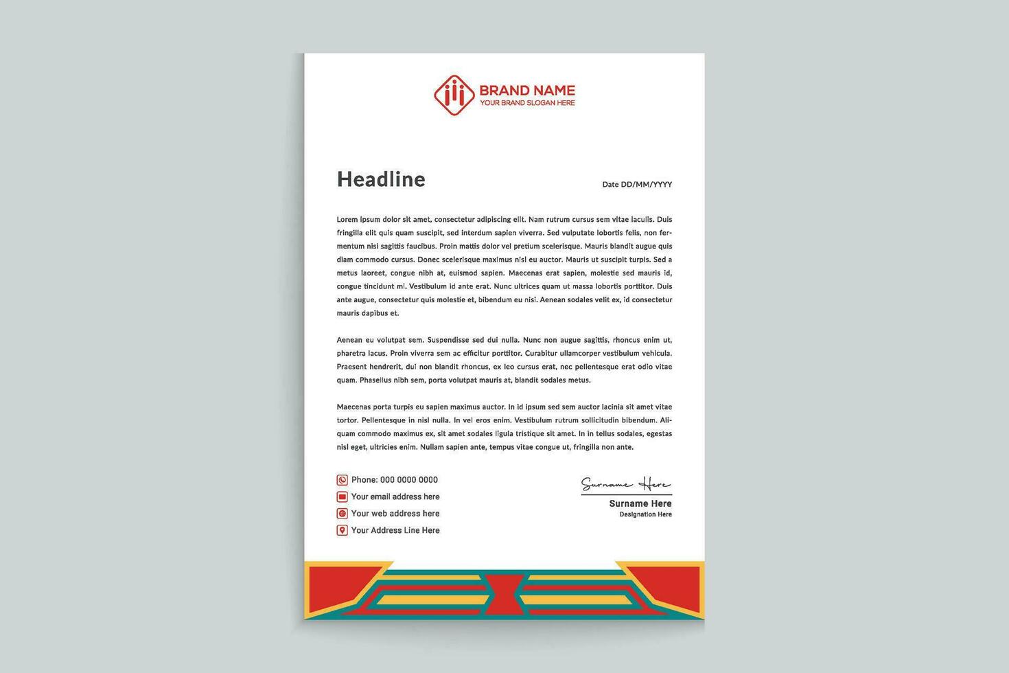 Clean corporate letterhead template vector