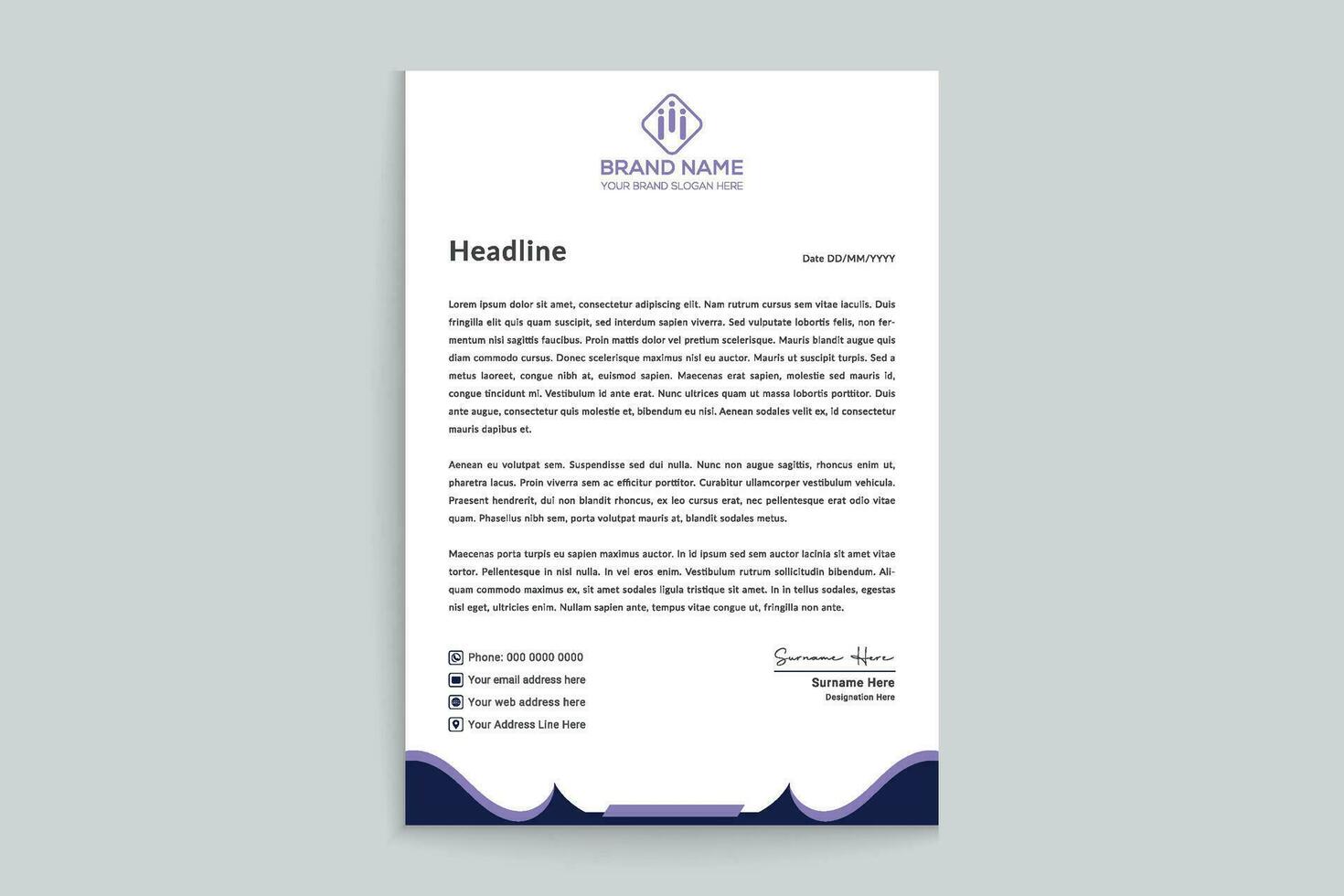 Clean style modern letterhead template vector