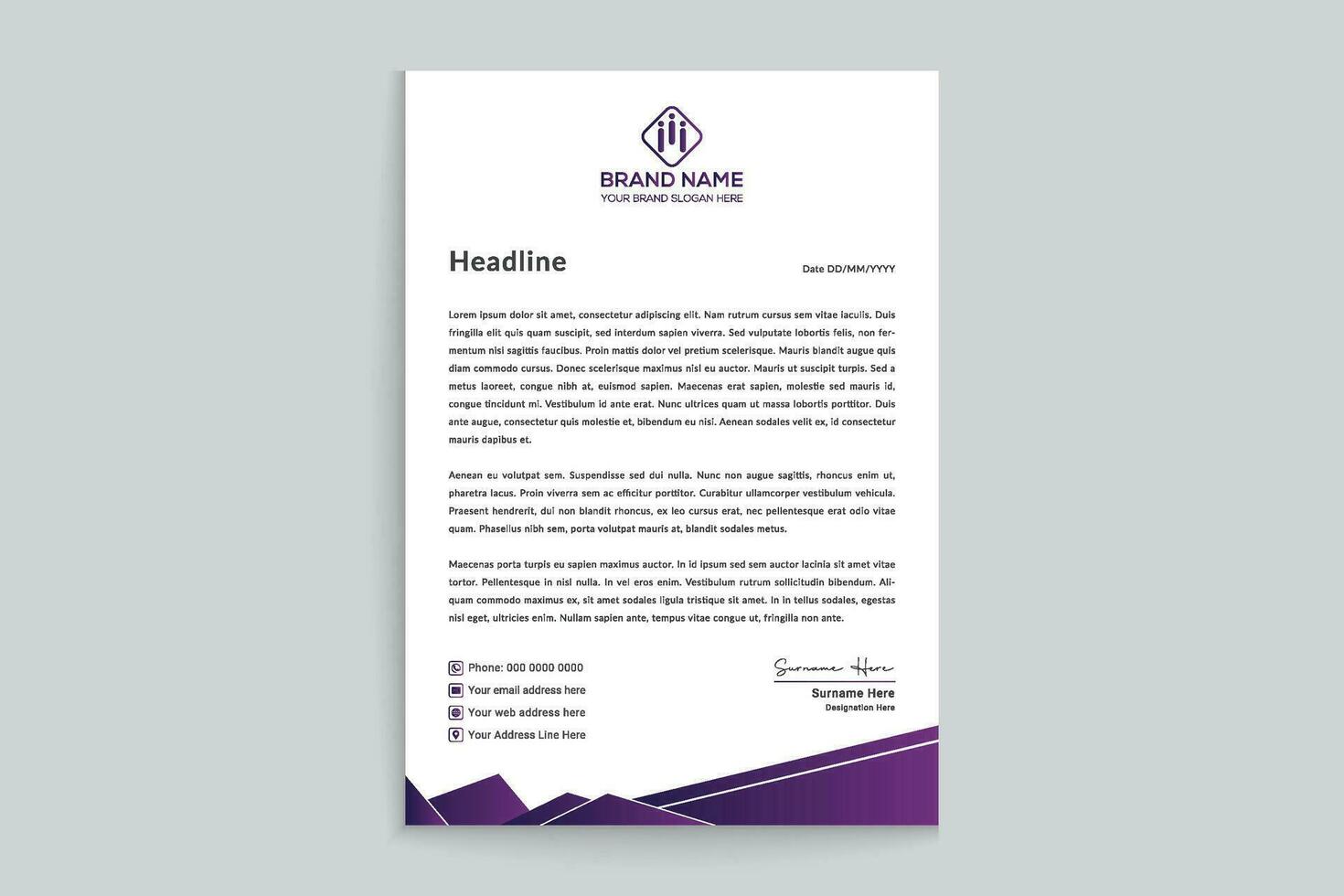 Clean style modern letterhead template vector