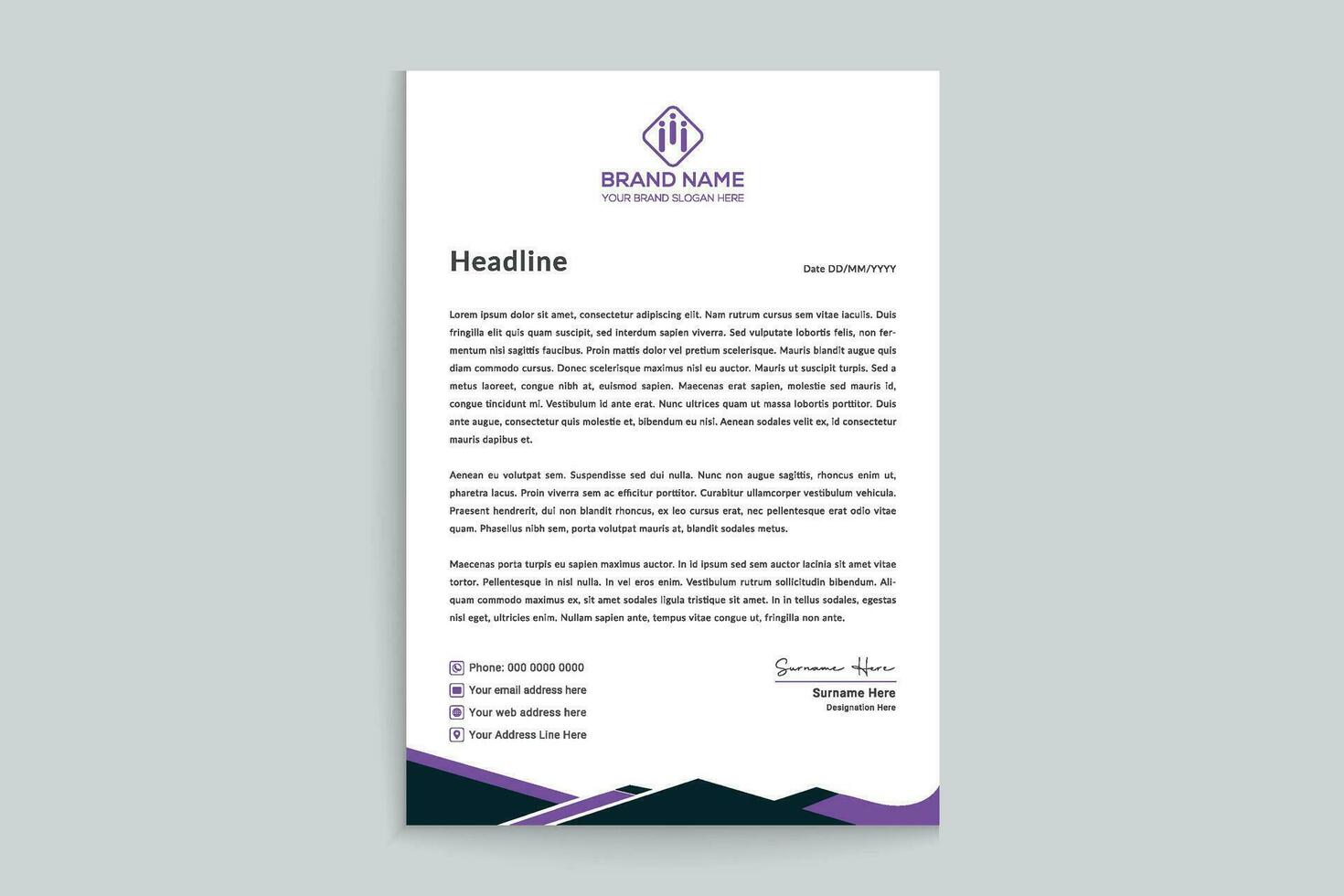 Clean style modern letterhead template vector