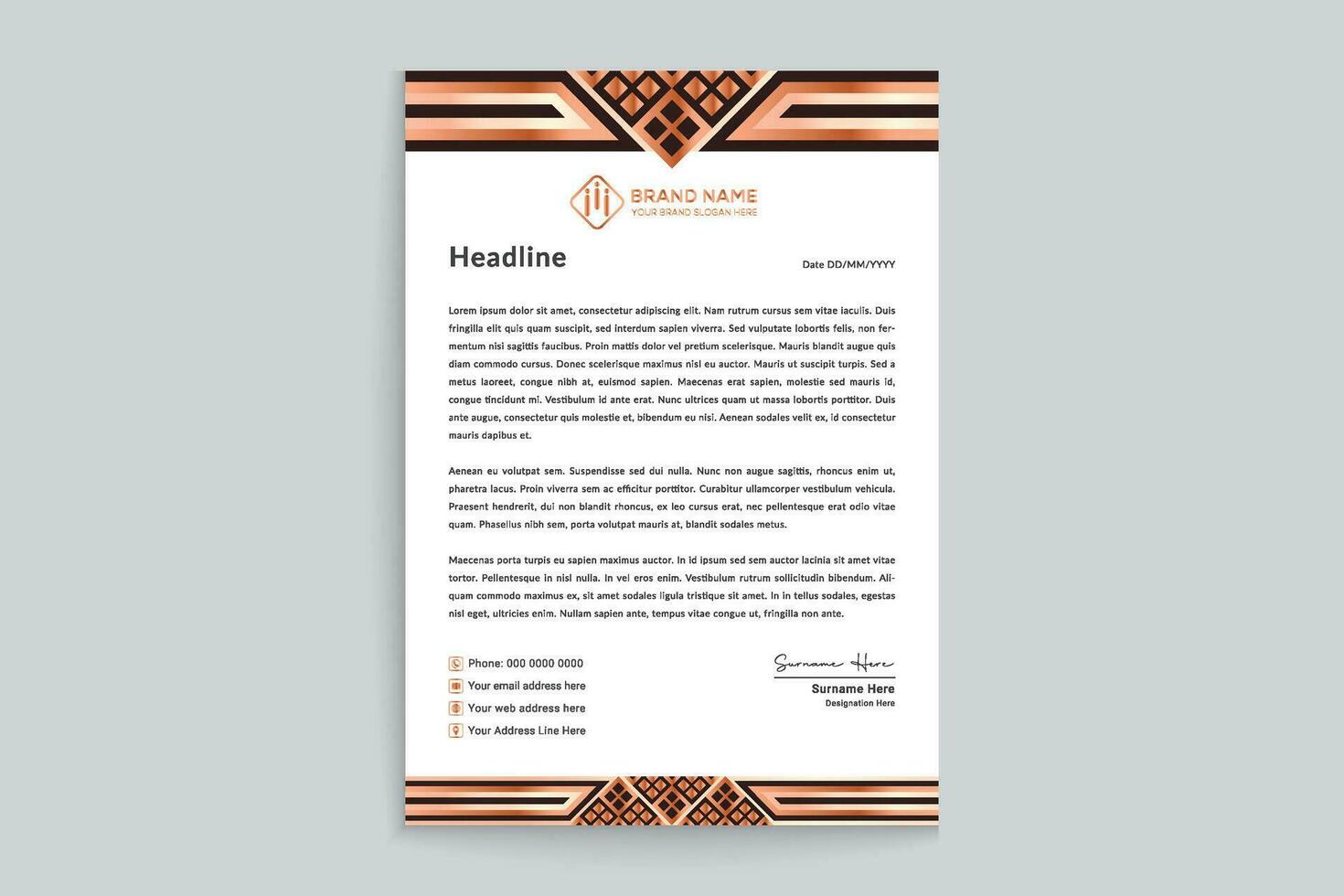 Gradient  color  letterhead template vector