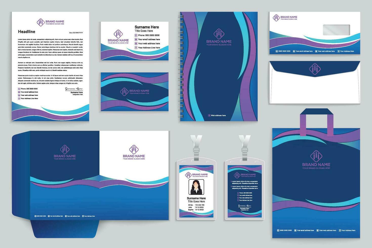 Company stationery vector design blue color