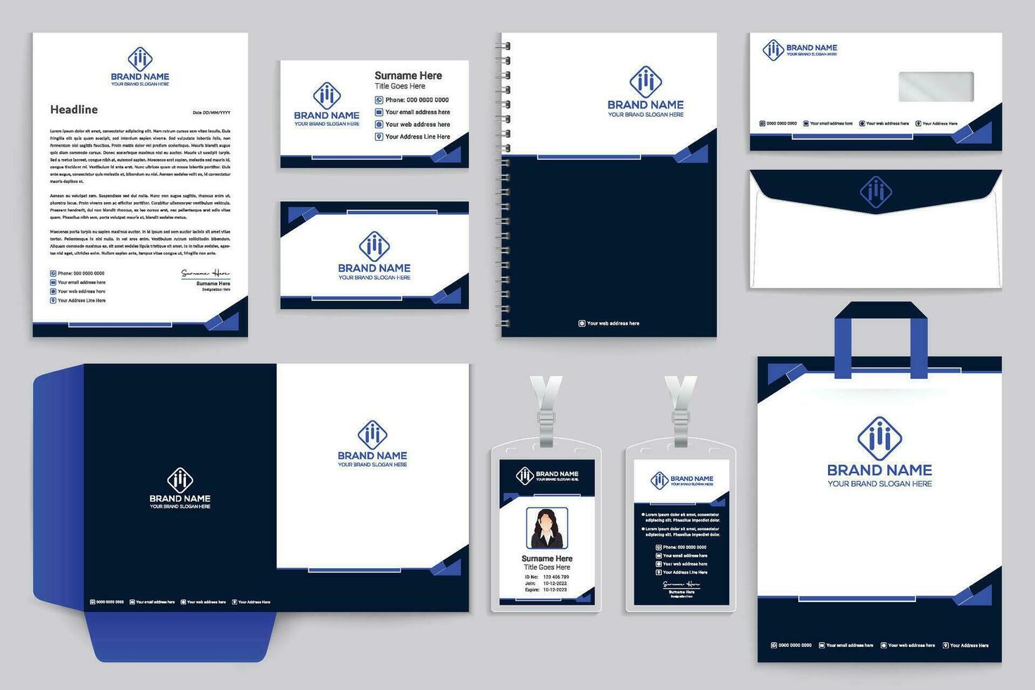 Professional stationery mockup vector