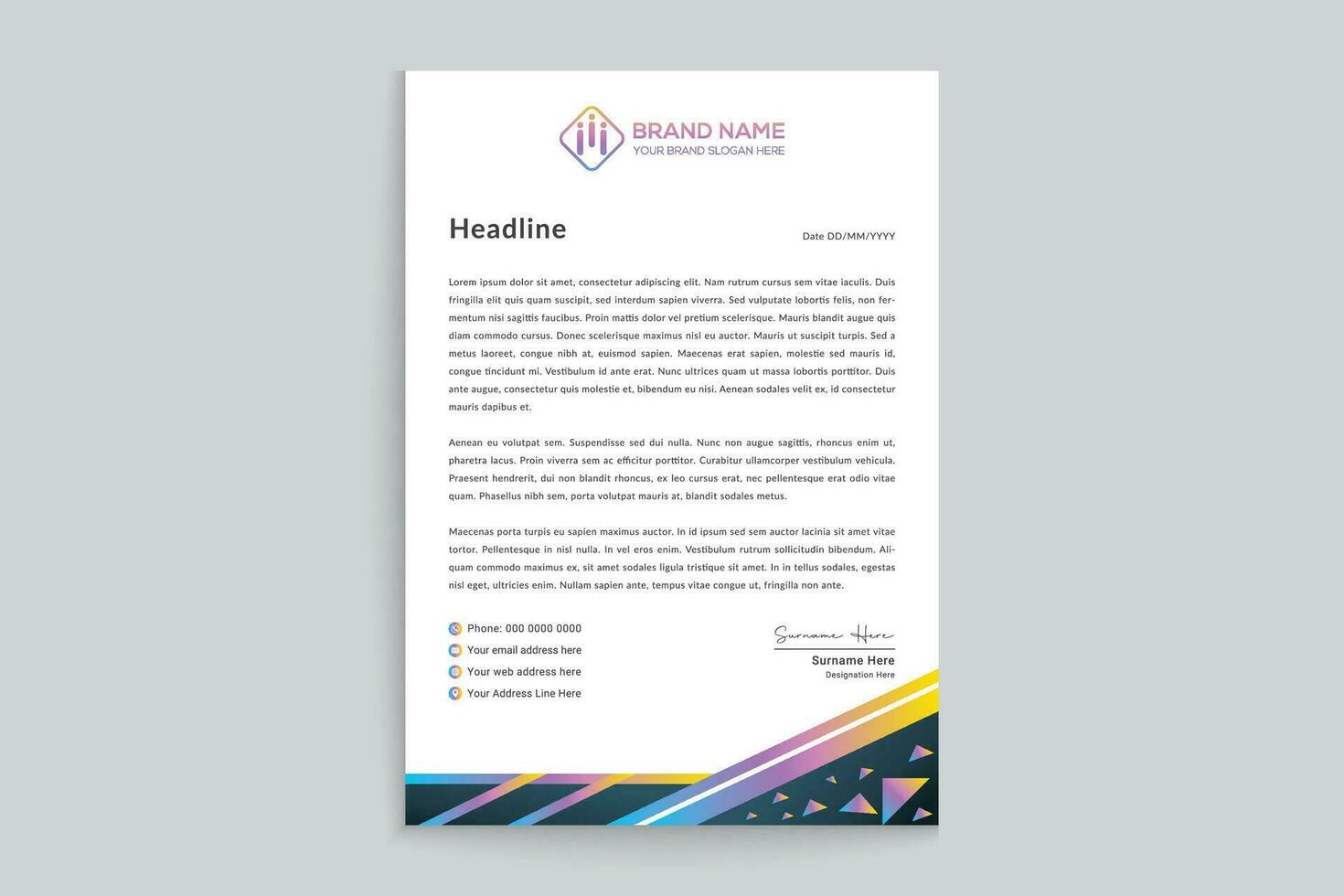 Gradient  color  letterhead template vector