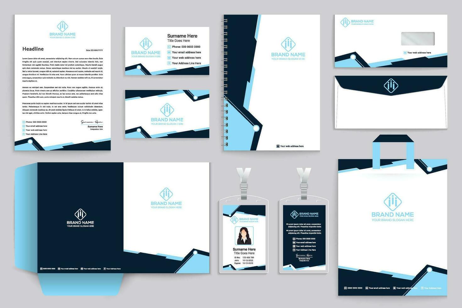 Blue color stationery design vector
