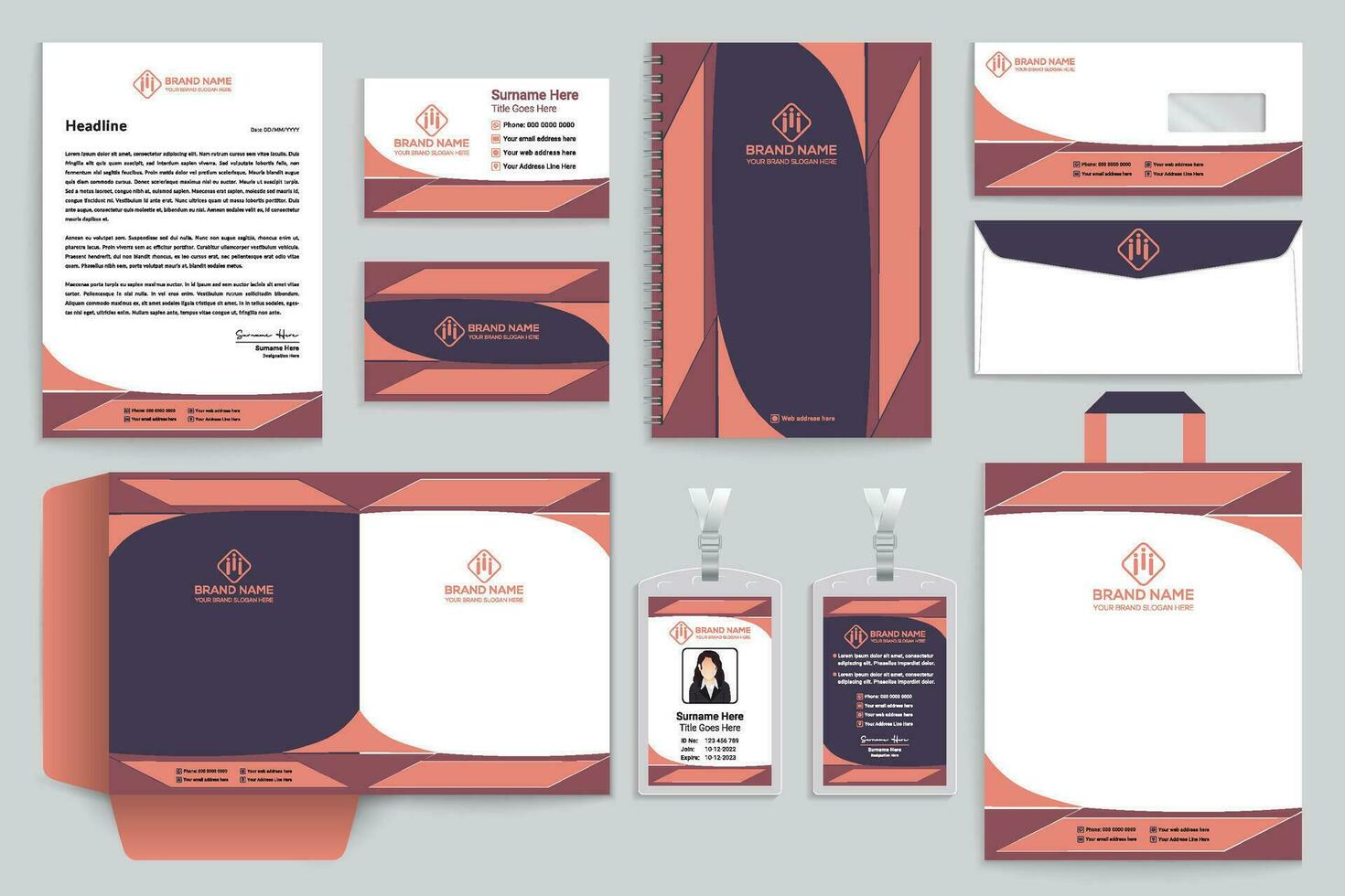 Professional stationery mockup template design vector