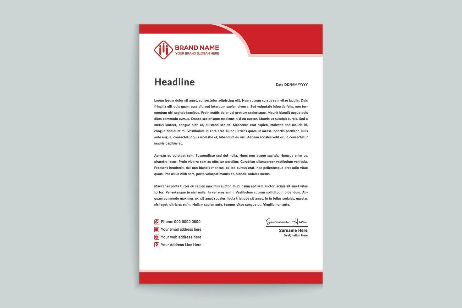 Red  color letterhead design vector