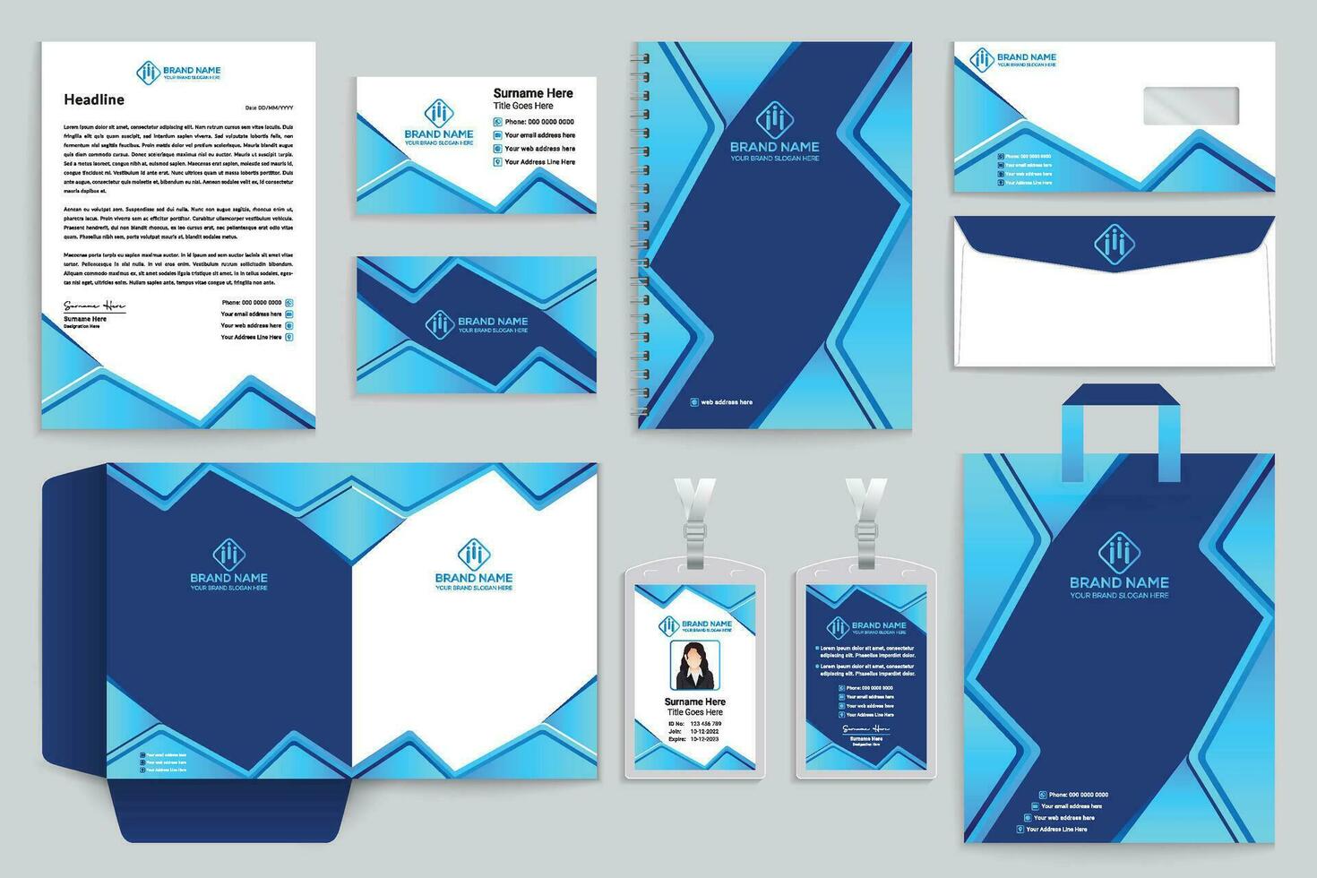 Company stationery vector design blue color