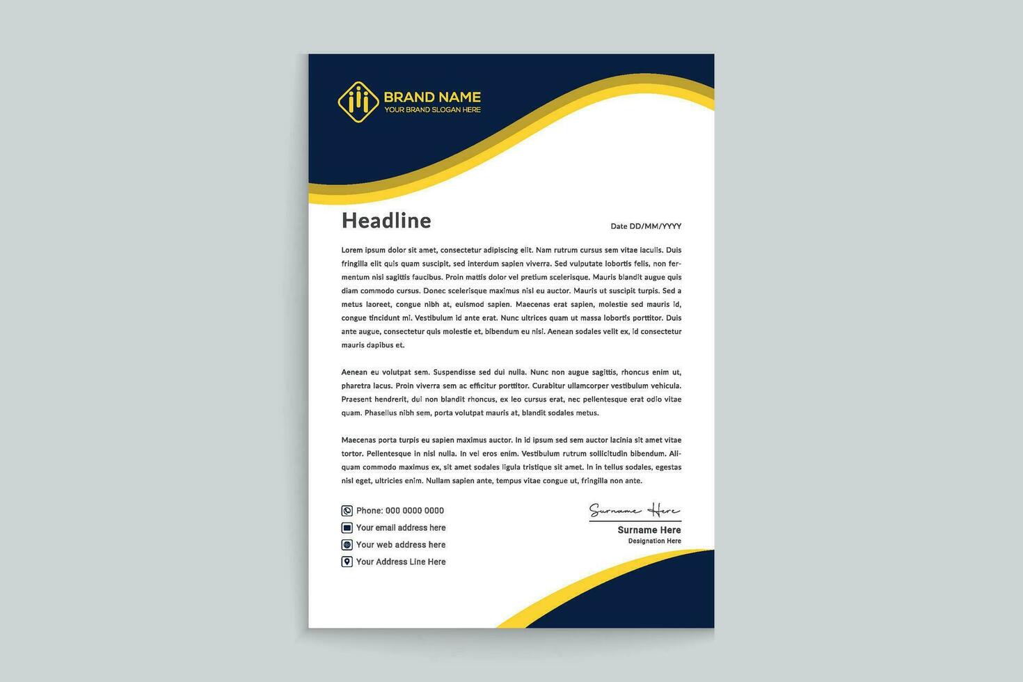 Clean corporate letterhead template vector