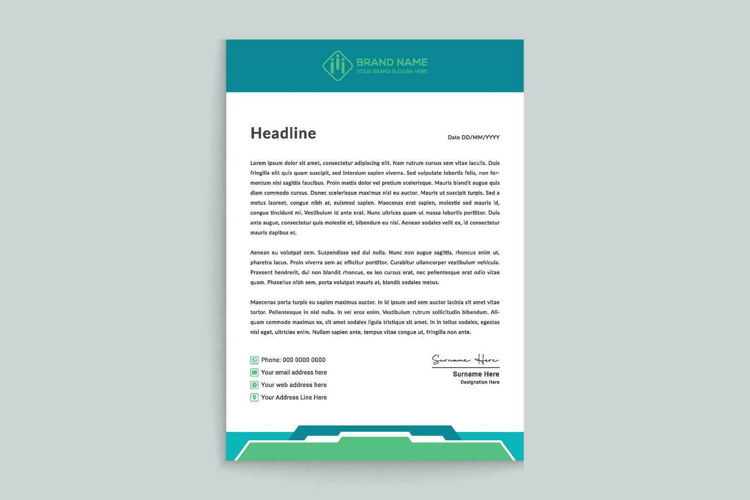 Corporate   green color letterhead design vector