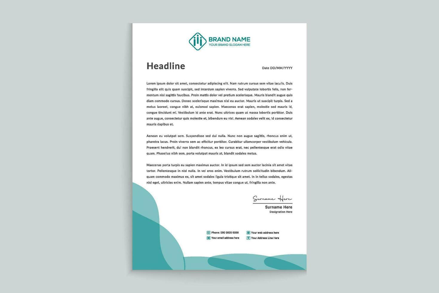 Clean corporate letterhead template vector