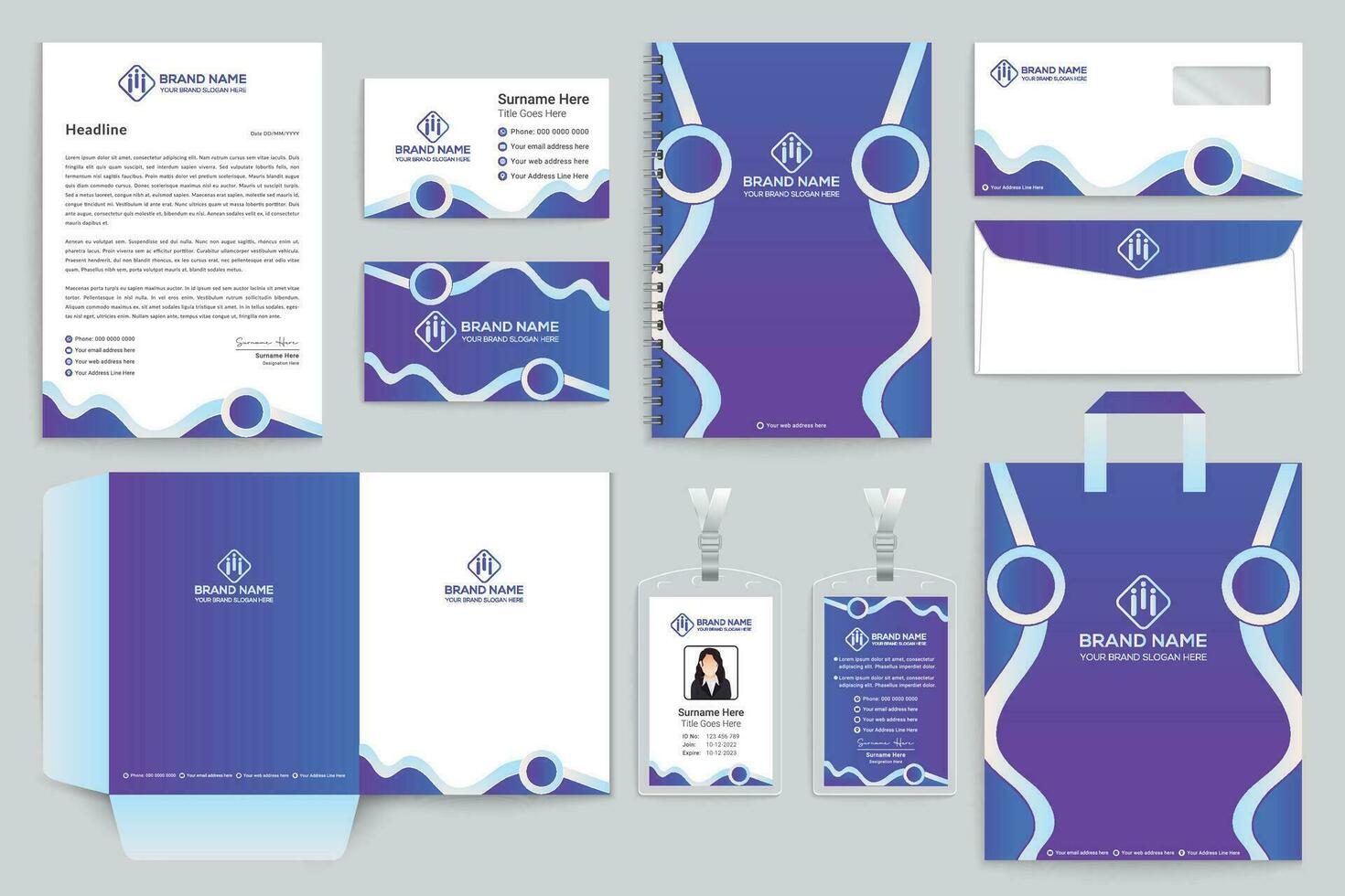 Professional stationery mockup vector