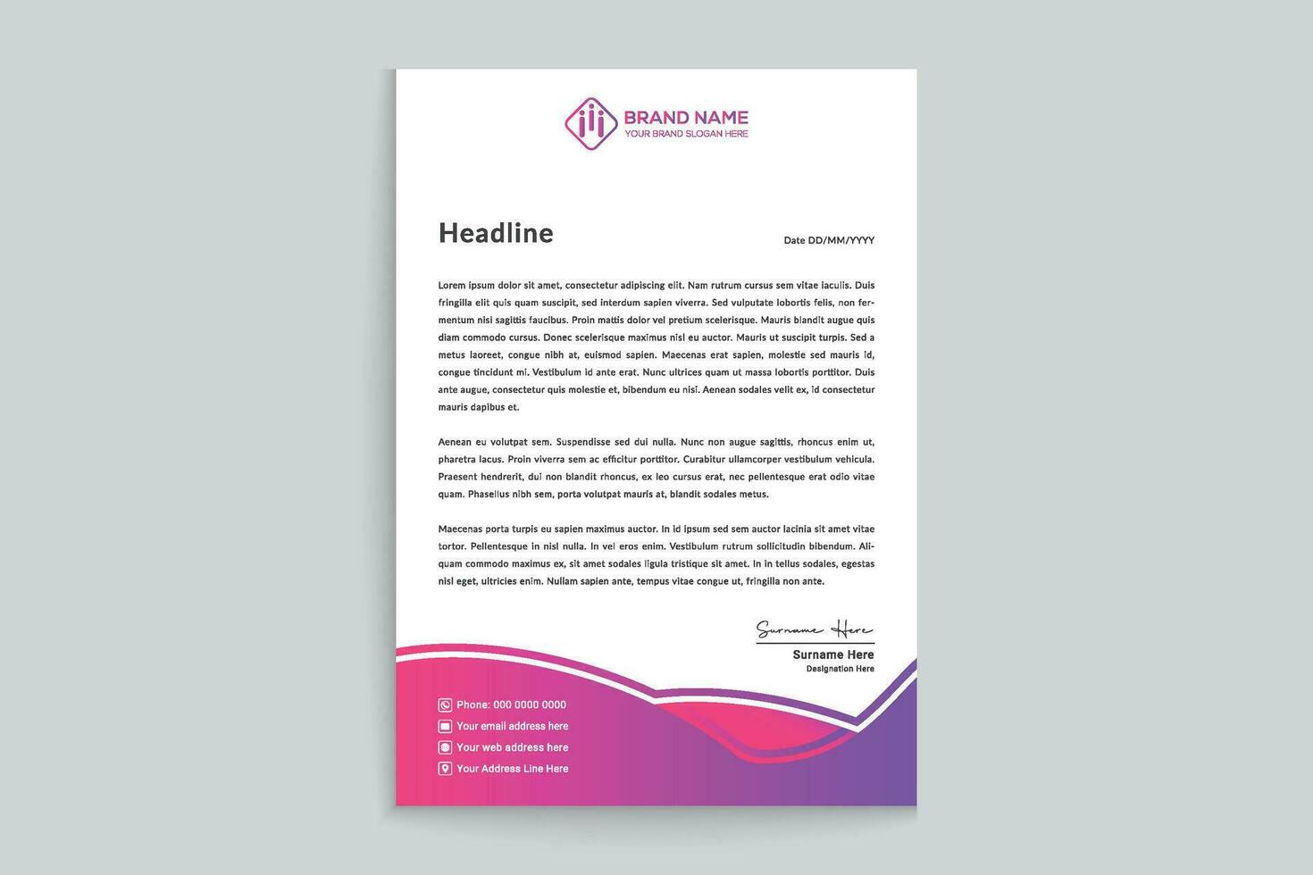 Gradient  color  letterhead template vector