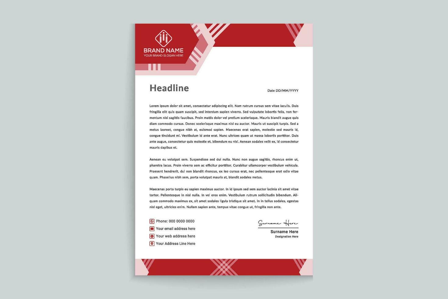 Red  color letterhead design vector