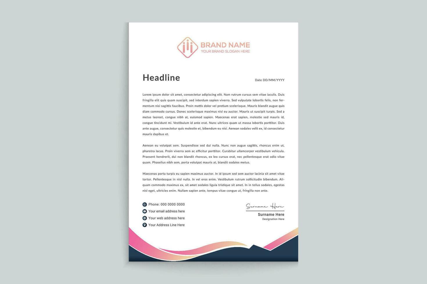 Gradient  color  letterhead template vector