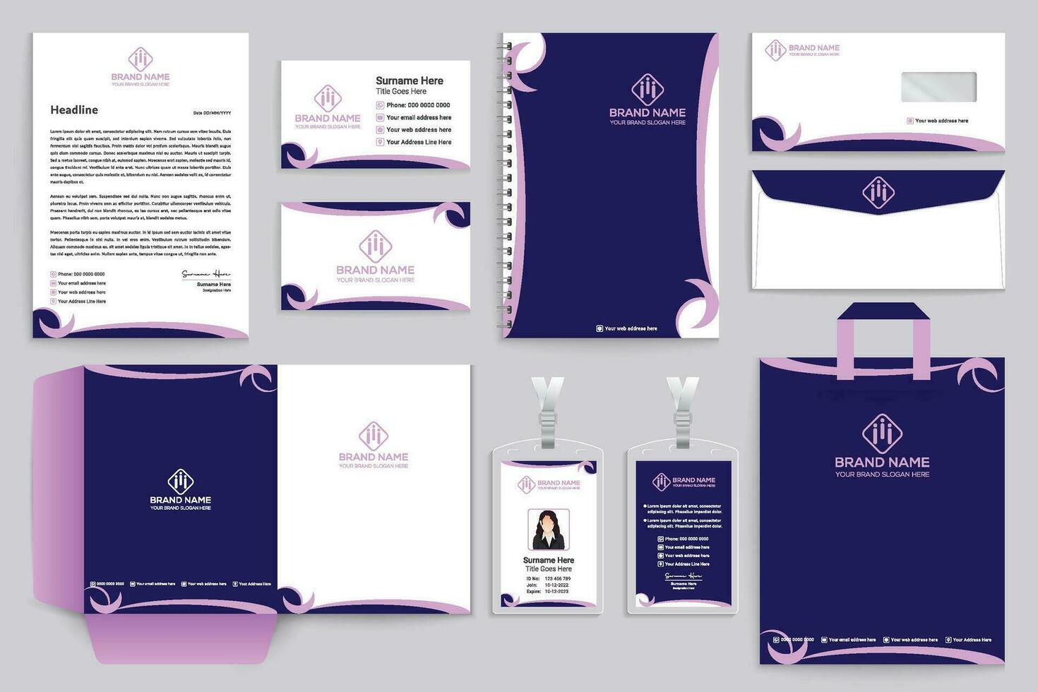 Professional stationery mockup vector