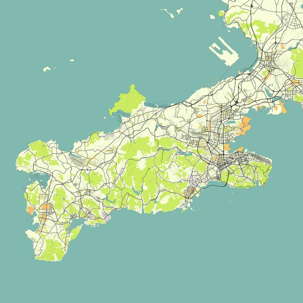 Vector city map of Dalian, Liaoning, China