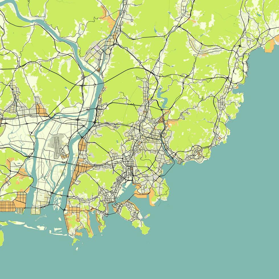 vector ciudad mapa de busán, sur Corea