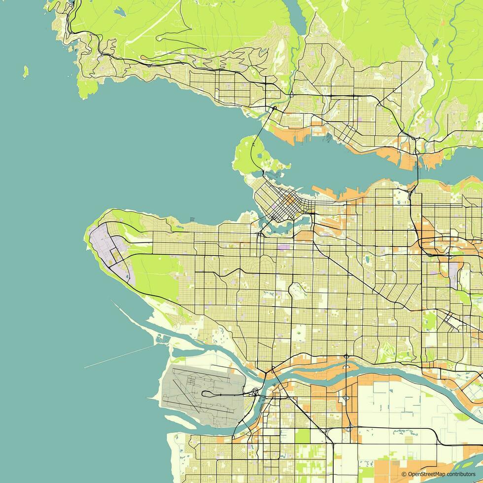 vector ciudad mapa de Vancouver británico Columbia Canadá