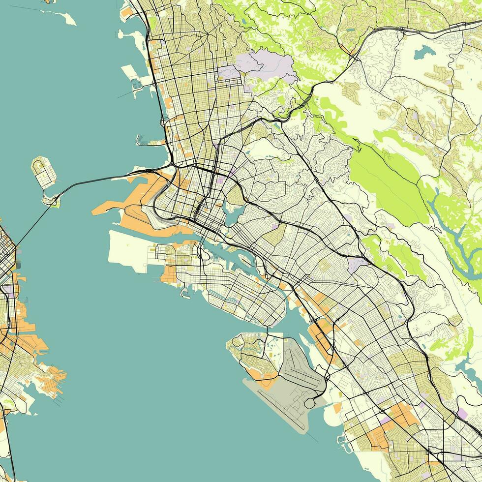 Vector city map of Oakland California USA