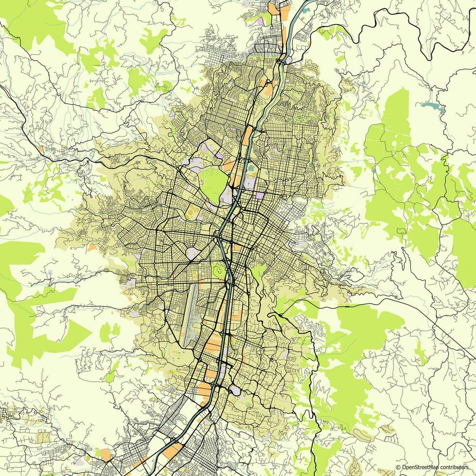 Vector city map of Medellin, Antioquia, Colombia