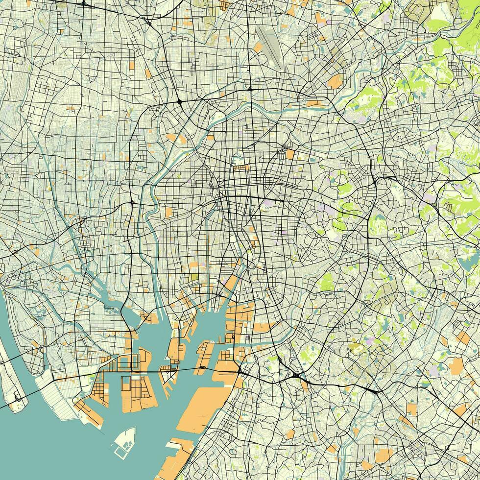 Vector city map of Nagoya, Aichi, Japan