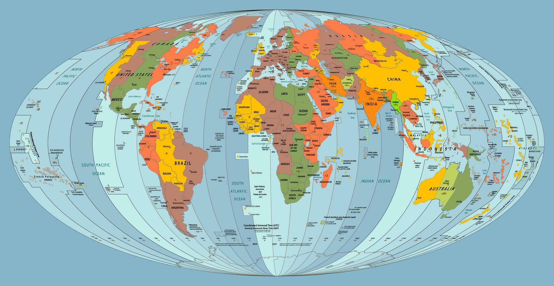 World map Time zones map 27137139 Vector Art at Vecteezy