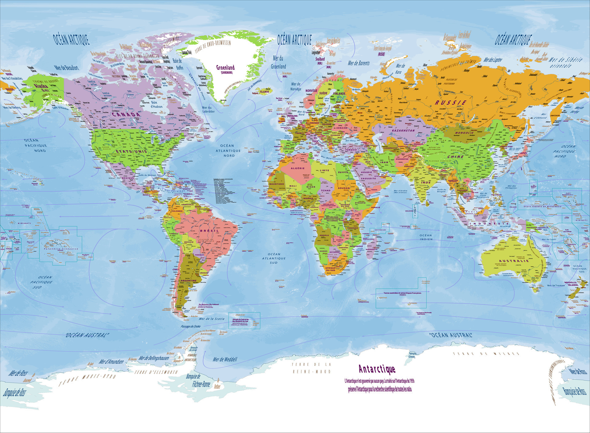 Colored World Map In French Language French Texts Vec vrogue.co