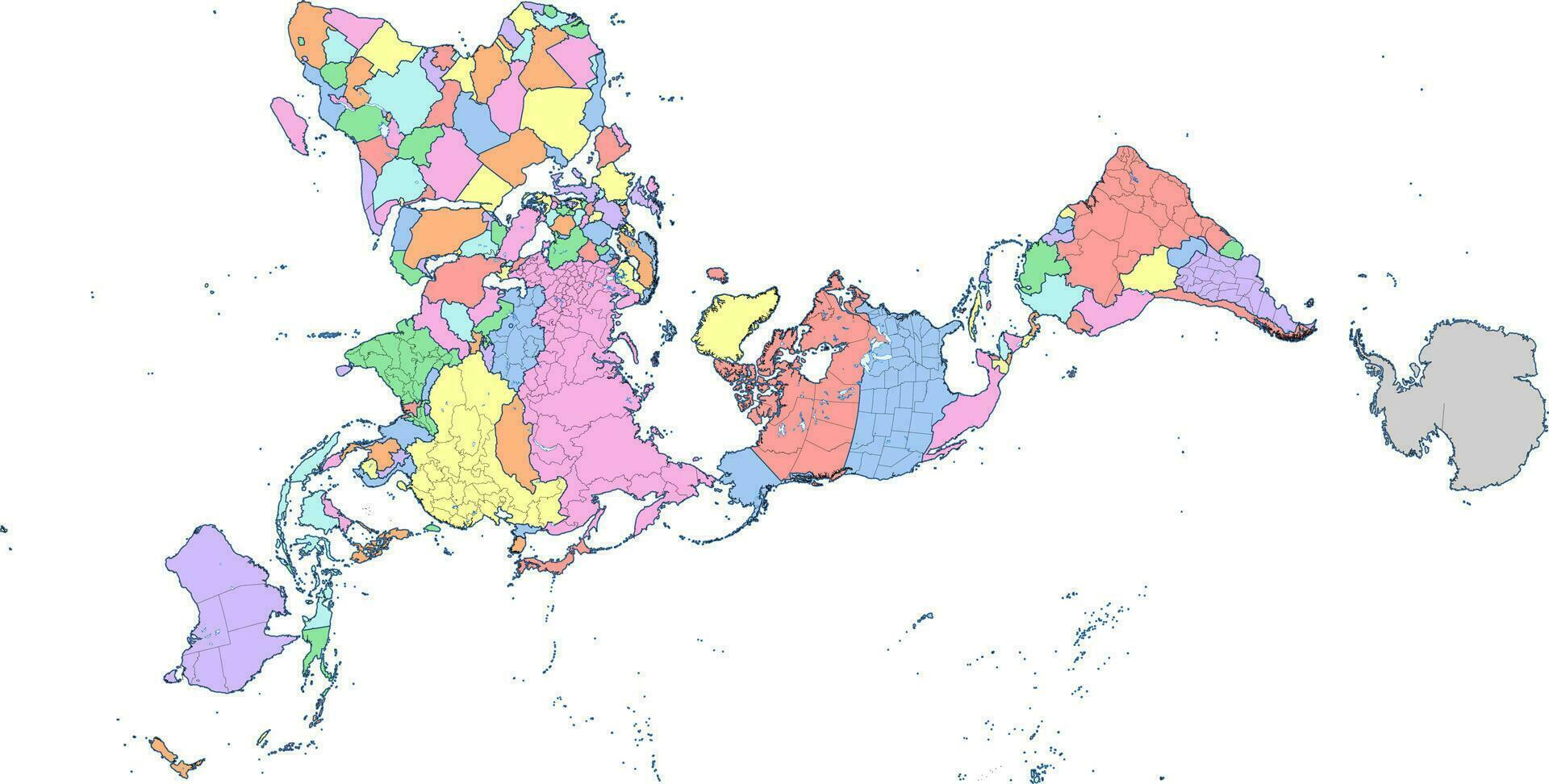 vector político mundo mapa batán proyección, dymaxion mundo mapa